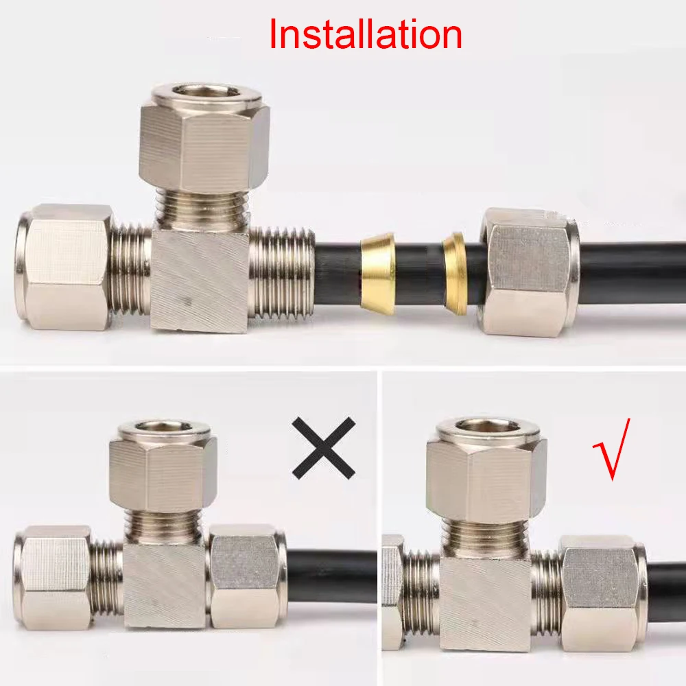 High Pressure 3/8" 9.52mm Non-Slip Lock Quick Connector Tee Elbow Straight Joint Nozzles Seat Misting System Fittings 5