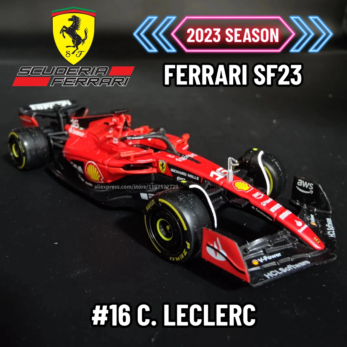 Lot de véhicules 16 miniatures FERRARI échelle 1/18e dans une