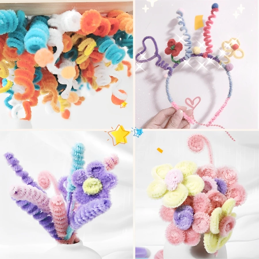 Chenille Pipe Cleaners Craft Supplies Chenille Craft Supplies 300 Pieces 21 Light Colors Pipe Cleaners Craft Supplies Chenille Stem Pipe Cleaners Bulk for Kids Creative DIY Project