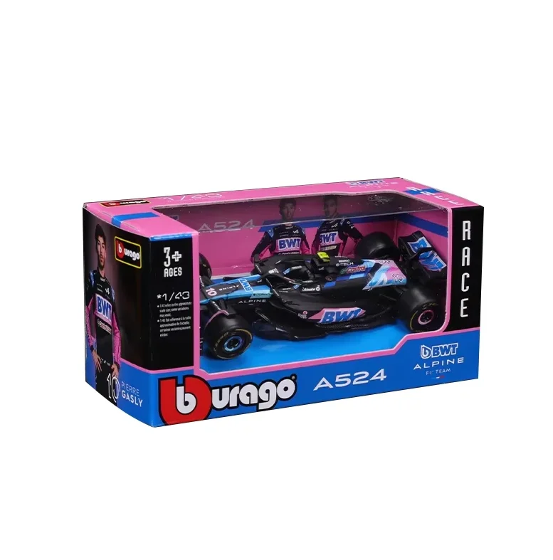 New 2024 Bburago F1 1:43 Bwt Alpine A524 Two Color Blue Pink Alloy Miniature Diecast Model #10 #31 Formula Car Model Toys Gift 5