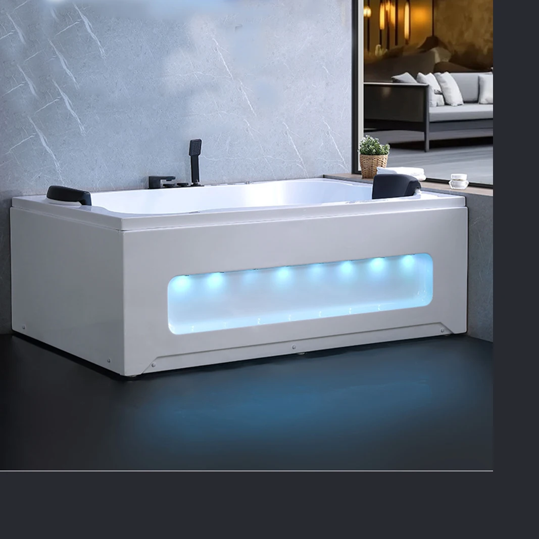 1860mm Bathroom Whirlpool Bathtub LED Colored Lights Indoor Spa Double People Surf Massage Tub 9696-4
