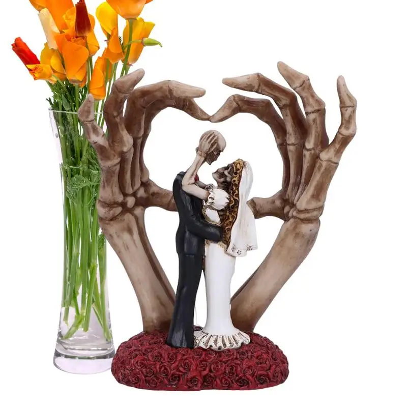 

Skeleton Couple Statue Wedding Couple Skulls Skeletons Sculpture Halloween Macabre Decoration Accent Desktop Figurine For Home