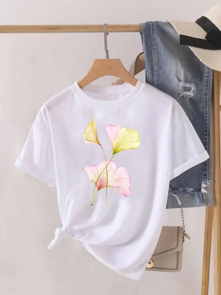 thumbnail image 1 of Camiseta estampada de manga corta para mujer, ropa con estampado de flores dulces de los años 90, Top para mujer, camiseta para mujer, ropa con cuello redondo, 1 of 5
