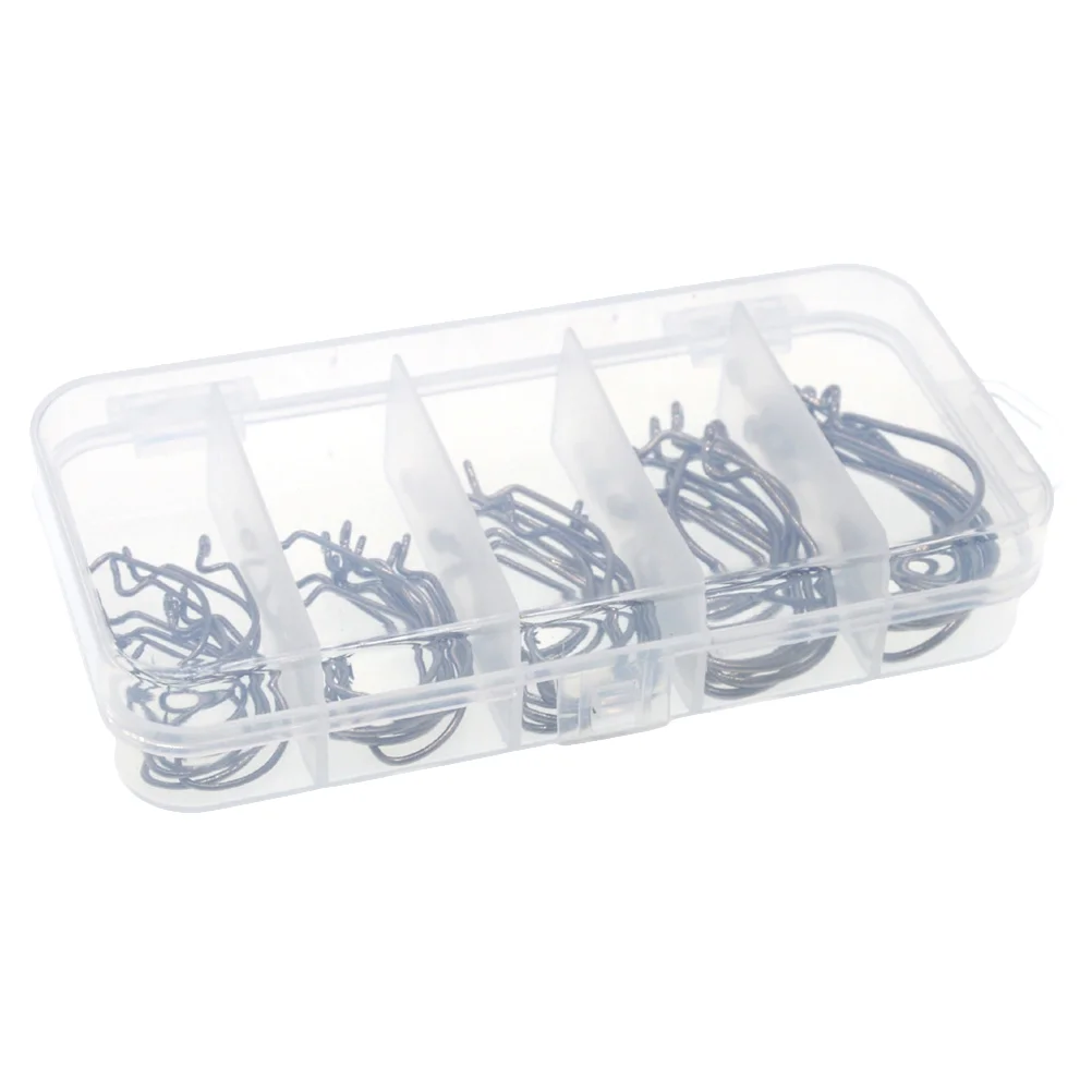 

50pcs Wide Belly Crank Hooks Texas Rig Fishing Worm Bait Fishing Hook Ocean Fishing Tackle Boat Fishing (Silver)