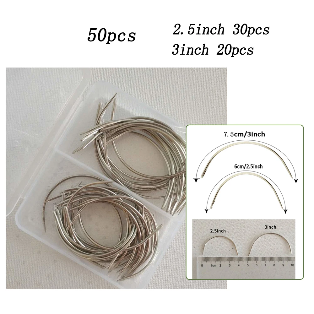 7pcs Upholstery Carpet Leather Canvas Repair Curved Hand Sewing Needles Kit