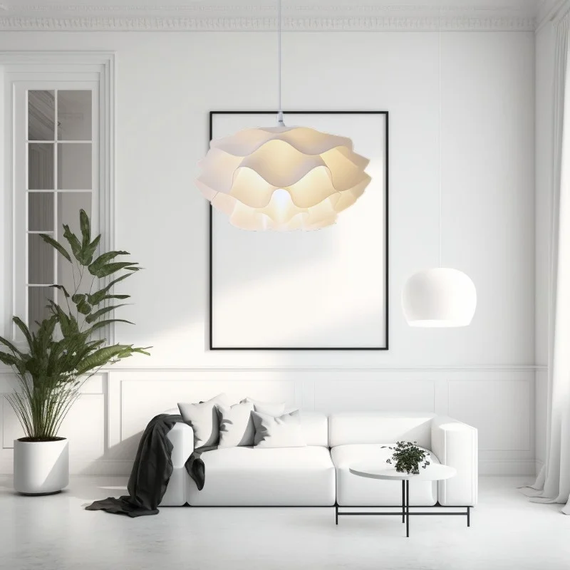 

Modern Cream Wind Living Acrylic Home Postmodern Flower Shape Hanging Fixture Led Art Chandelier Pendant Lamp Lights Room Decor