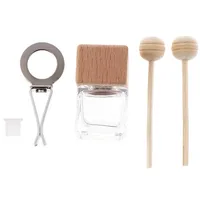 8ml Empty Car Air Freshener Pendant Clip Vent Outlet Diffuser Essential Oil Glass Vial with Wooden Cap Car Fragrance Container 2