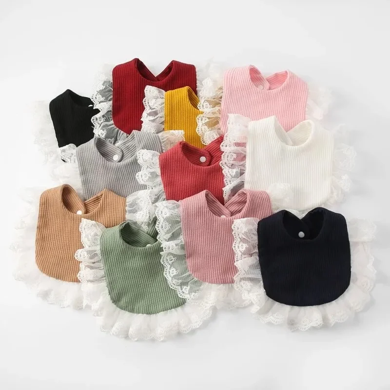 

Baby Lace Edge Drool Towel Baby Cotton Fabric Lace Bib Drool Pocket Cross Border Infant Gifts Accessories