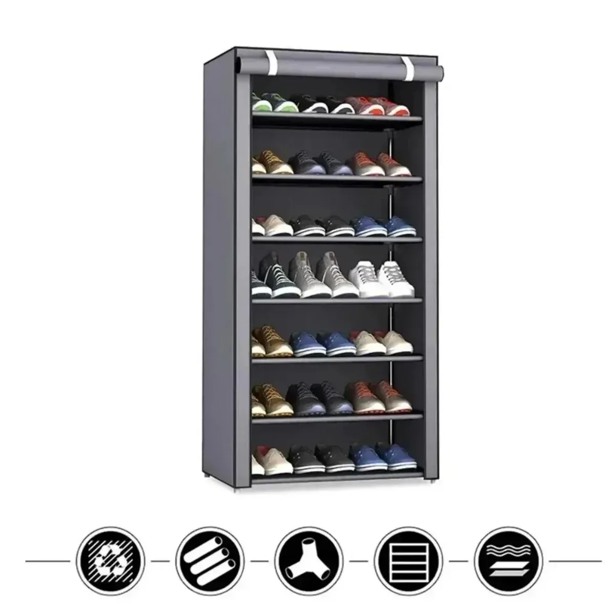 Shoe Rack with Covers Large Capacity Stackable Multilayer Nonwoven Dustproof Storage Cabinet Bedroom Space-saving Shoe Shelf