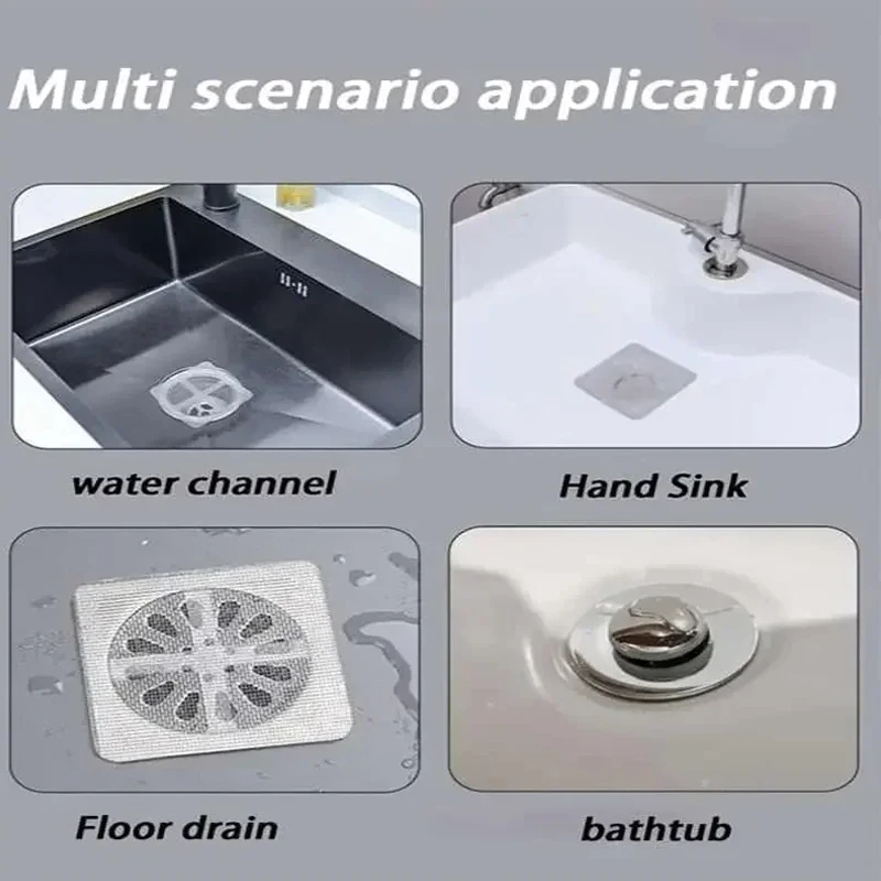 Disposable Floor Drain Paste as floor drain sticker,silicone floor drain cover,floor drain cover,floor drain filter,floor drain hair filter,floor drain hair catcher,drain hair catcher,shower drain catcher,hair drain catcher,hair drain filter Prevent Hair Blockage Capture Network Floor Drain Filter Tool Network Shower Cover Kitchen Bathroom