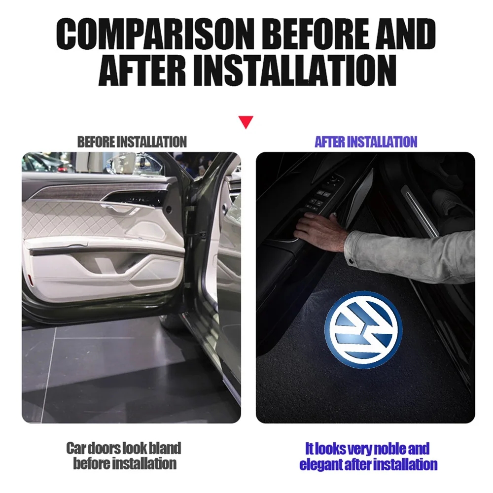1/2/4개 자동차 도어 LED HD 웰컴 섀도우 프로젝터 로고 라이트 (폭스바겐 GTI 골프 폴로 파사트 VW CC 티구안 T-ROC 제타 타이고 용)