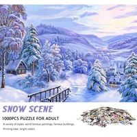 High Quality 70cm*50cm 1000pcs Jigsaw Puzzle the snow Adult Stress Relief Beautiful Landscape Painting Puzzle 1