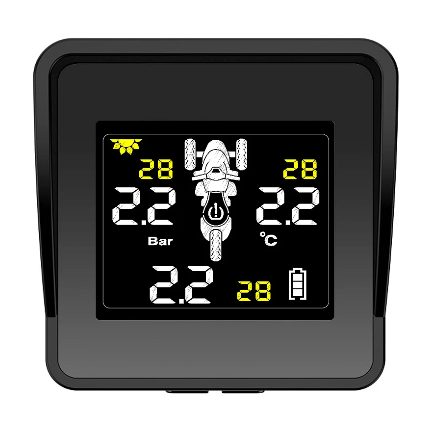 

Solar Wireless Tire Pressure Monitoring System Motorcycle TPMS Tire Pressure Monitor LCD Display 3 External