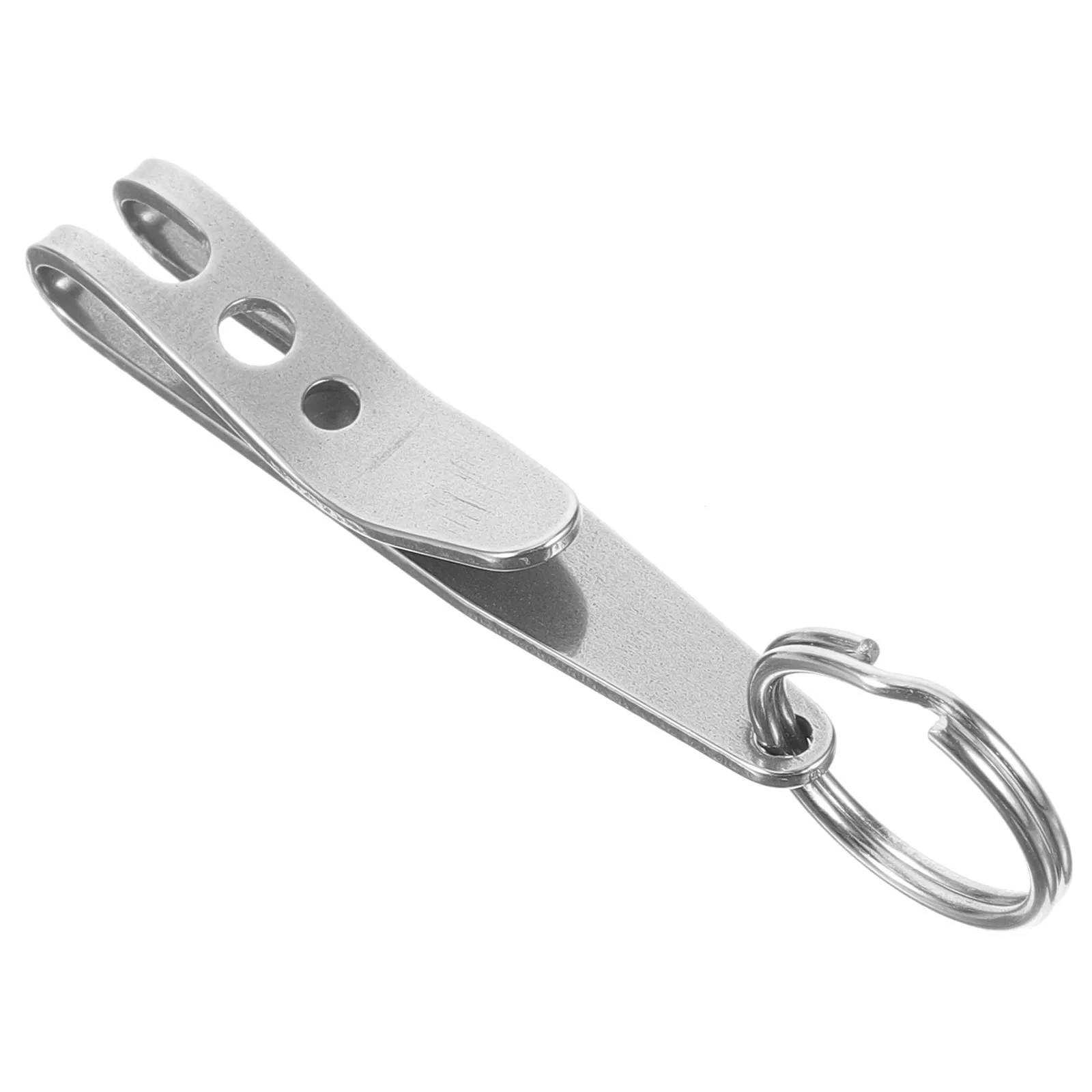 CYXZMYA 2 clip da cintura, portachiavi con portachiavi, portachiavi in acciaio inox, clip tattica multiuso, per chiavi, torce, uso quotidiano, Argentato, 5 *4*1
