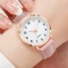 4PCS/Set Fashion Women's Watch Casual Leather Strap Versatile Round Dial Quartz Watch Set 3