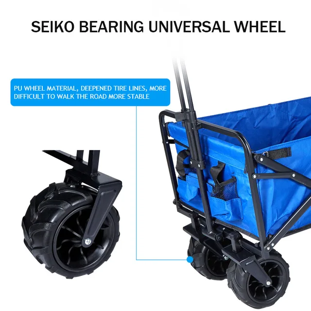 Kemping Autó Húzza Rúd Horgászat Kültéri Összecsukható Kis Kocsi Bevásárlás Zöldség Nagy Négykerék -Bevásárló Pótkocsi - Image 3