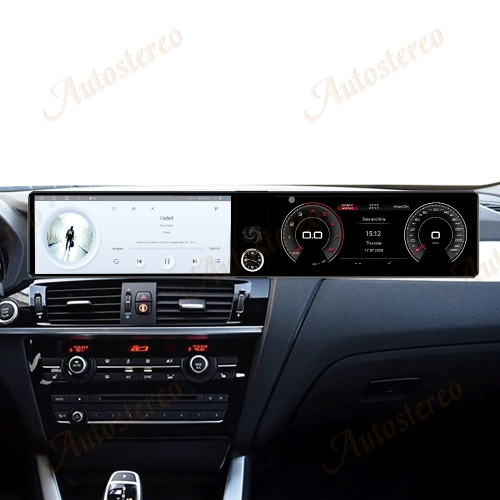 25 Dual Screen Carplay Android 14 Car GPS Navigation For BMW X3 F25 X4 F26 X4M 2