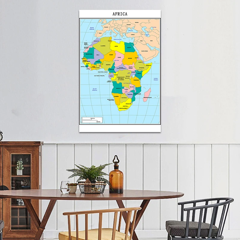 100*150cm 2013 The Africa Map Detailed Poster Non-woven Canvas Painting Wall Art Decor Hanging Picture for Home Decoration