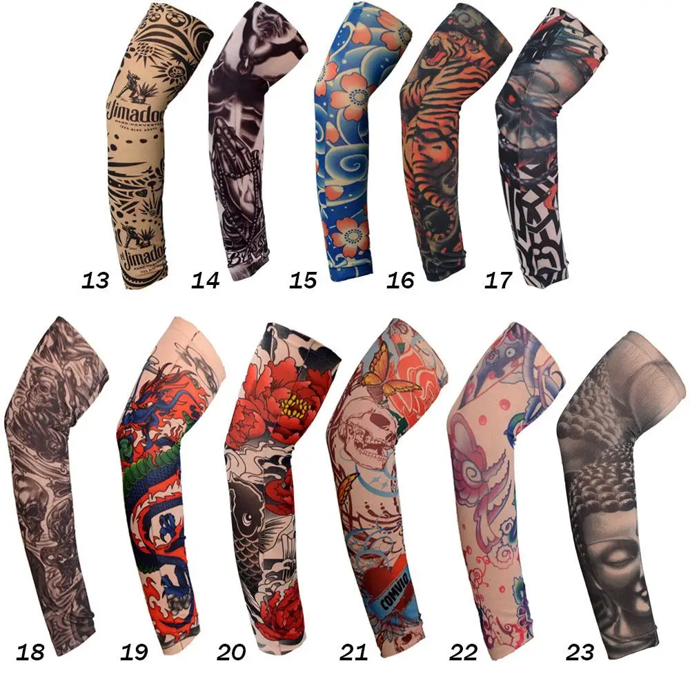 Fashion New Men Flower Arm Tattoo Sleeves Seamless Outdoor Riding Sunscreen Arm Sleeves Sun Uv Protection Warmers for Women