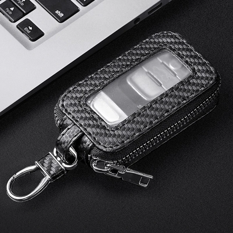 Universelle Schlüsseltasche aus Leder mit Reißverschluss, Langlebiger Schlüsselorganizer mit Schlüsselanhänger-Schlaufe, Schlüsselhalter für Auto-/Hausschlüssel, Schlüsselanhänger-Tasche für Männer und Frauen – Detail 7