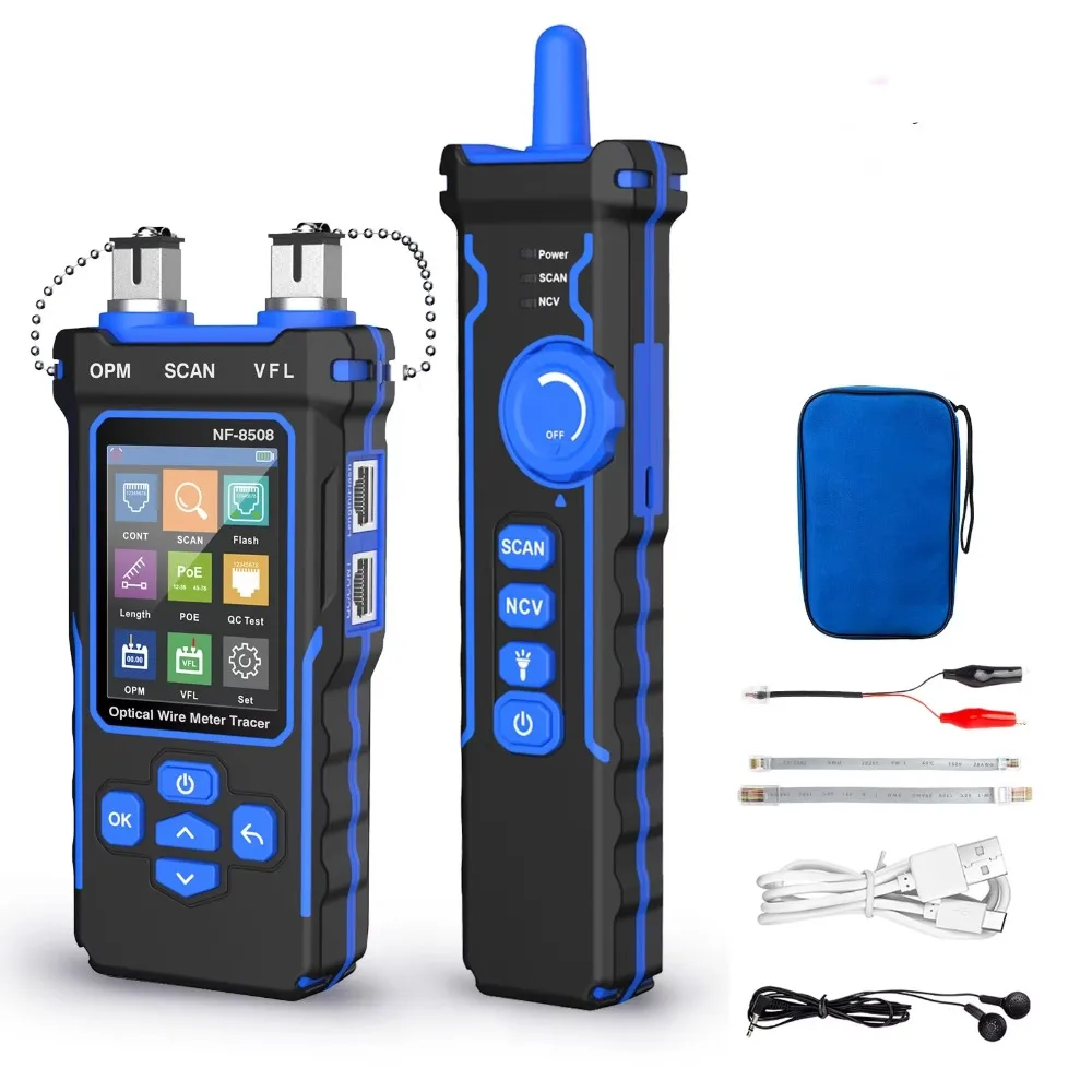 NOYAFA network cable tester LCD digital rechargeable network line finder wire tracker PoE checker optical wire meter NF-8508