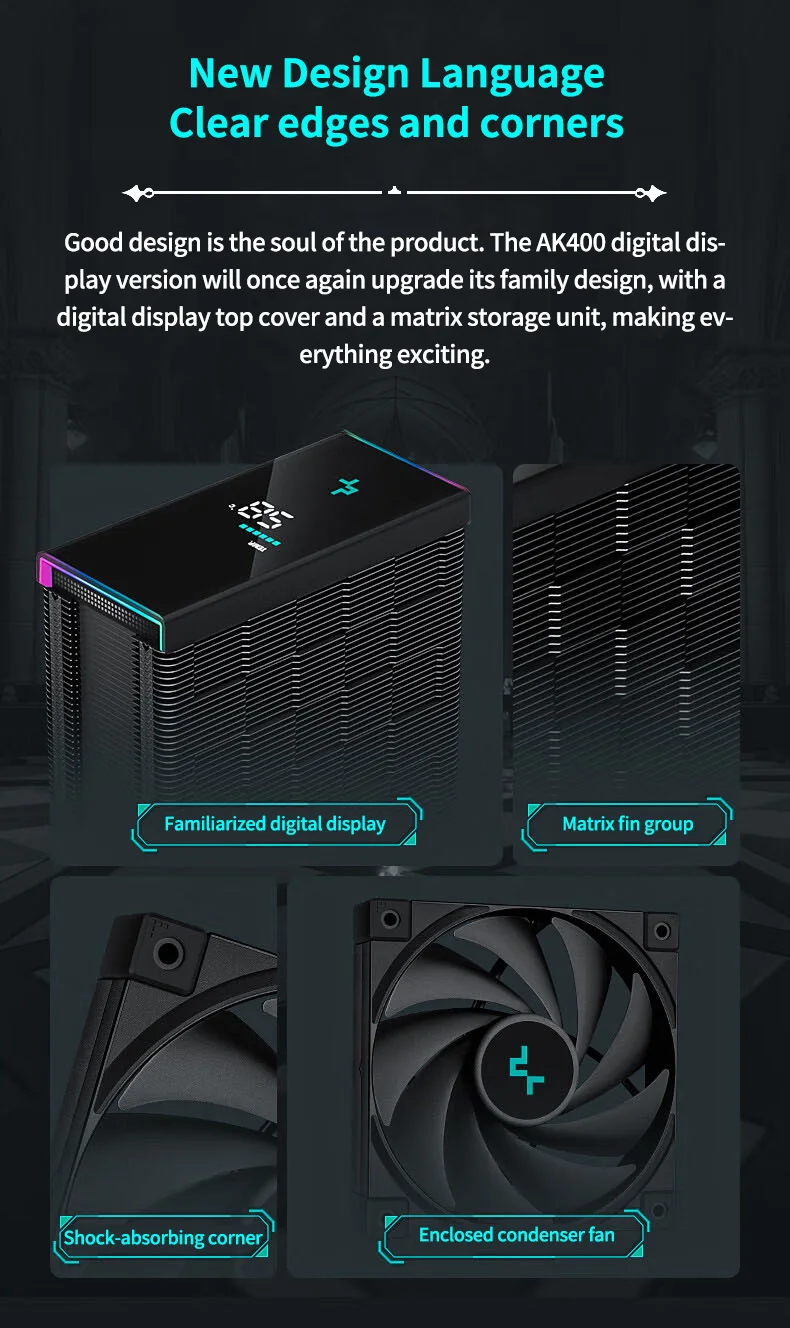 DeepCool AK500S CPU Cooler with Digital Display 5 Heat Pipes TDP 240W Radiator 1