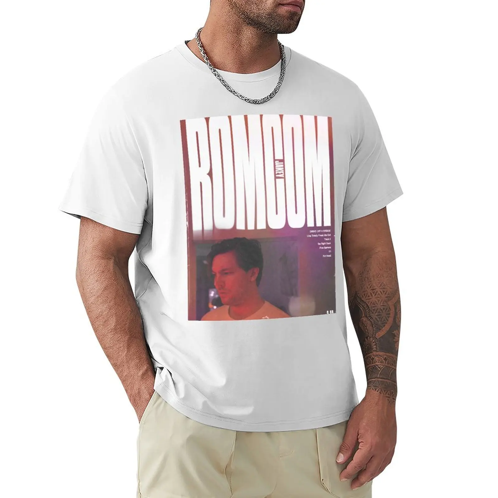 Плакат ROMCOM - Jakey с альбомом-Красная футболка, летняя одежда, эстетическая одежда, блузка для мальчиков, белая мужская тренировочная рубашка