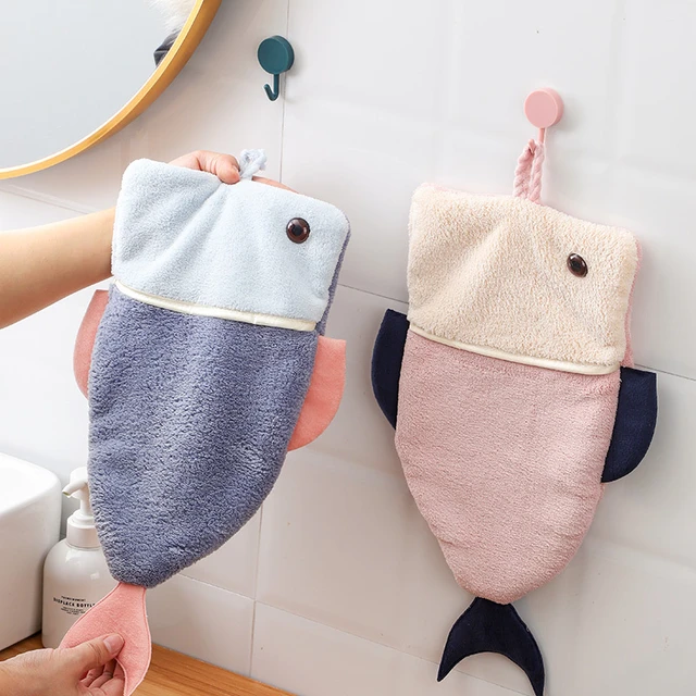 Cute Hand Towels, Bathroom Towels with Hanging Loop, Children Hand Towel  Animals, Microfiber Coral Fleece Absorbent Hand Towel for Kitchen Bathroom  Bedroom 