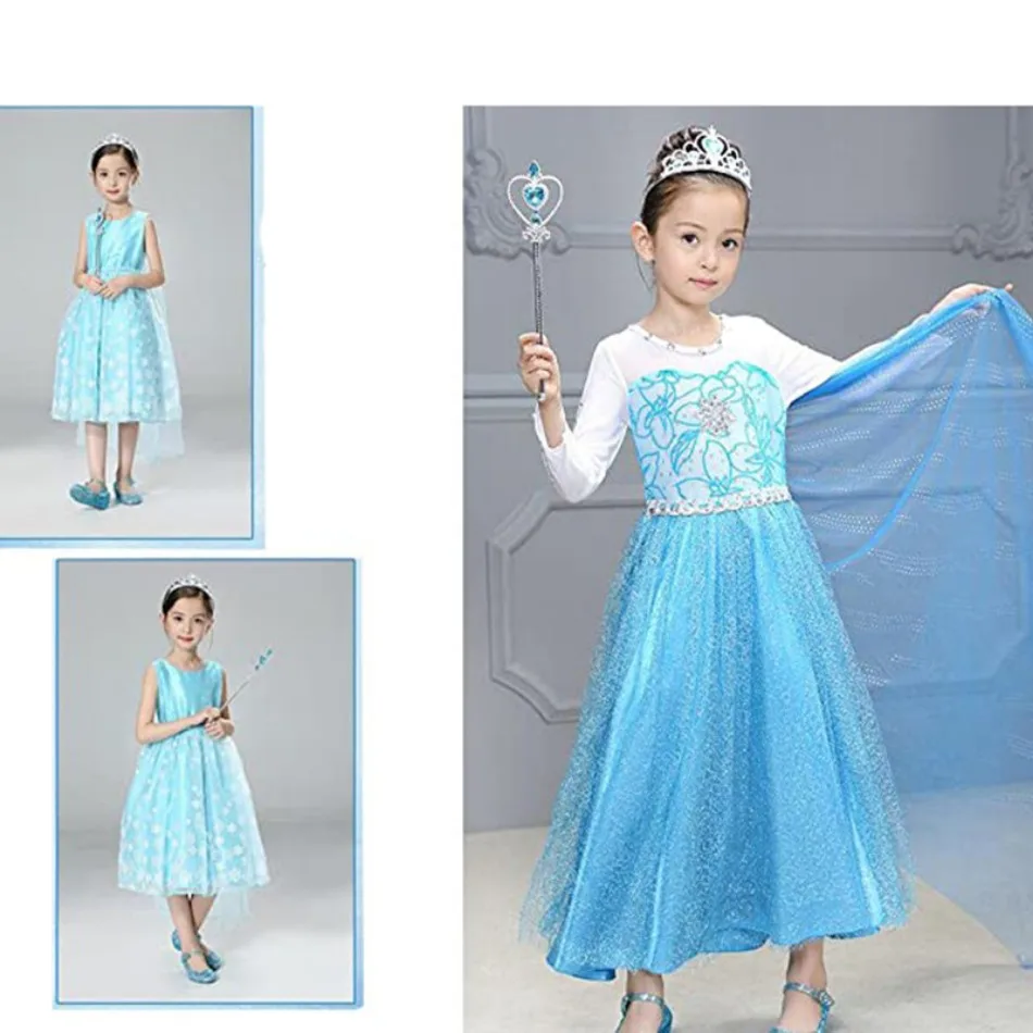 cosplay accessories Girl Elsa Cosplay Accessories Kids Princess Snow Queen Dress Up Jewelry Wand Crown Necklace Earclips Photography Role Play Props