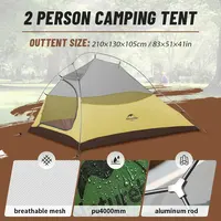 אוהל קמפינג Naturehike Cloud Up 1 2 3 אנשים, אולטרה-קל, עמיד למים, אוהל טרקים לטיולים וטיולי גב 5