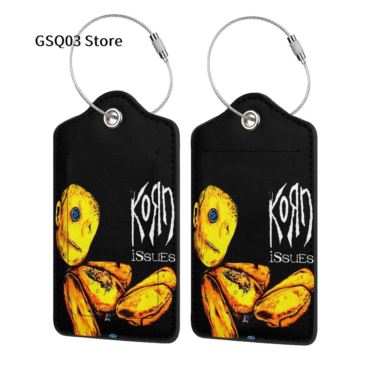 

Korn Band Luggage Tags for suitcases Abstract Leather Stainless Steel Loop Label Tag for Men Women Travel Bag Suitcase 1 PCS