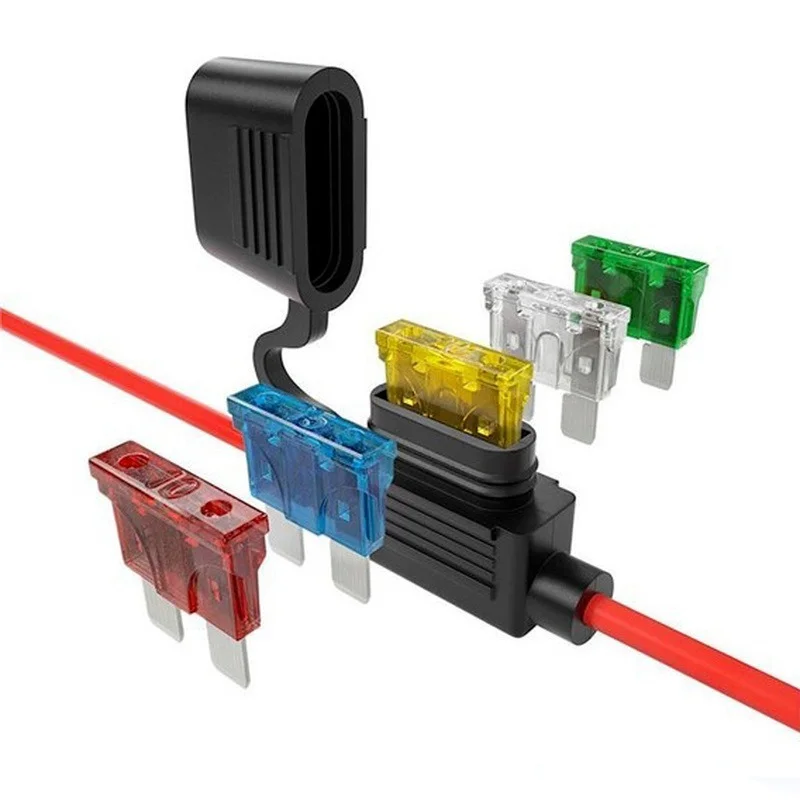 5pcs Auto Car Blade Inline Type Mini Fuse Waterproof Holder Case Motor 12V 32V Wire Cutoff Switch Socket Anti-Splash Cover fuse holder fuse box holder