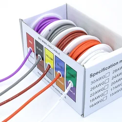 Multi - Color Silicone Tinned Copper Wire - 16 - 30 AWG, 5 - 20 Meter Lengths, Flexible Stranded Cable - 24AWG 5x5M (Silicone Wire)