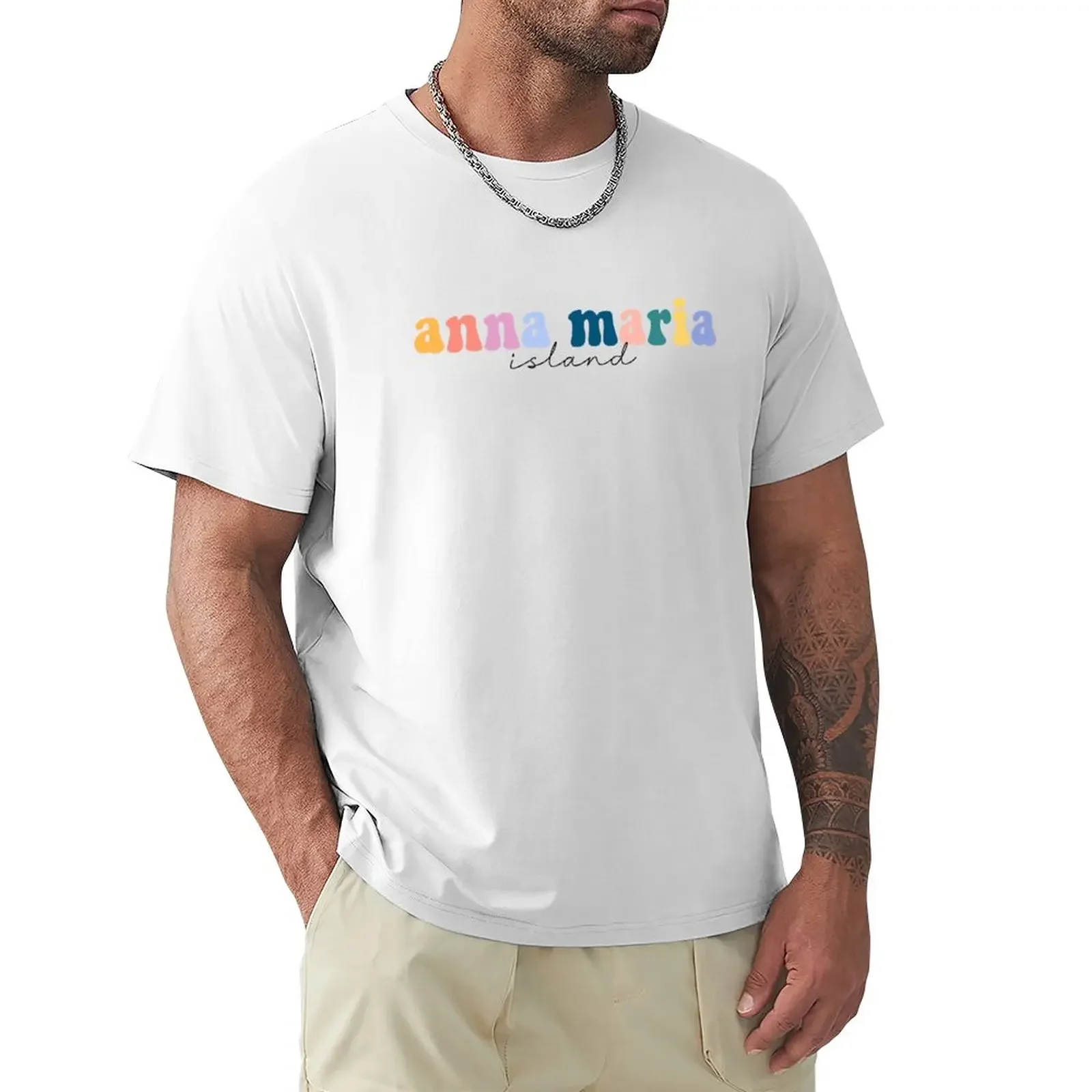 Anna Maria Island Florida Groovy Rainbow Pastel Lettering T-Shirt Oversize Abbigliamento Estetico T-Shirt Per Uomo