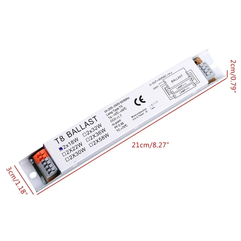 T8 Electronic Ballast 220-240V AC 2x18W 2x30W 2x58W 2x36W 1x36W Wide Voltage for Fluorescent Lamp electronic ballast