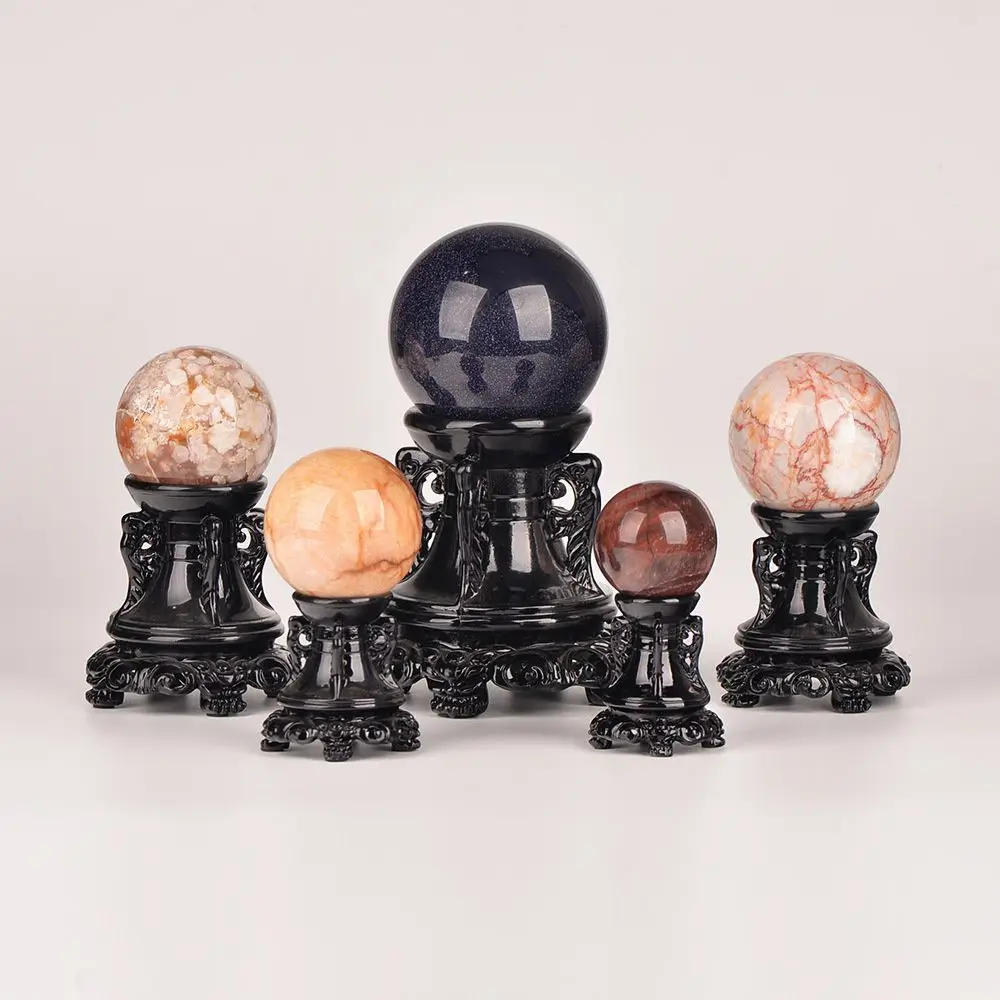 PLIGREAT 2-Pack Crystal Ball Display Stands - Black Iron Wand Holders For Gemstones & Minerals