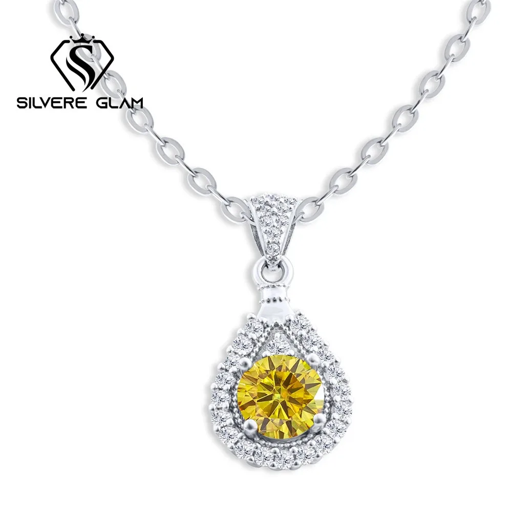 Hot Sale Classic 925 Sterling Silver Oval Necklace 1CT D Color Moissanite Women Necklace Fine Jewelry Pendant For Wedding Party 4