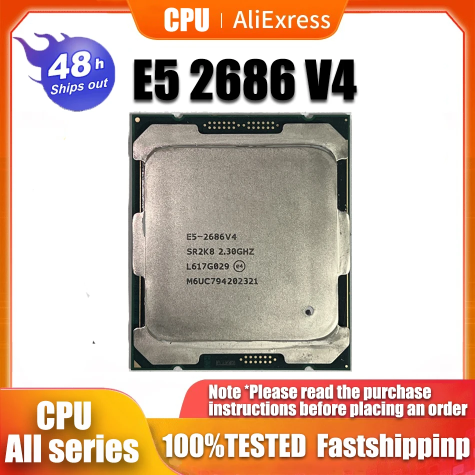 

Used Xeon E5 2686 V4 E5 2686V4 2.3GHz 18-Cores 45M 145W 14nm LGA 2011-3 CPU Processor