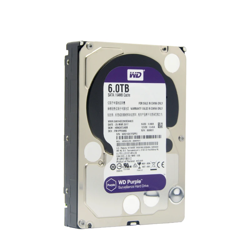 WD Purple 6TB HDD 監視用内蔵ハードドライブディスク 3.5インチ 64MB