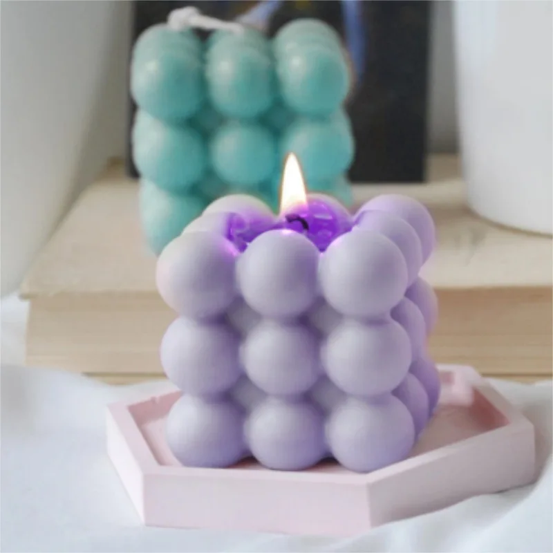 1pc Silicone Candle Mold 3D Cube Shape Moulds Resin Plaster Crafts Soap  Candle M