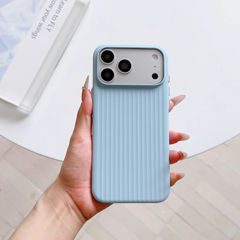 Slim Matte Striped Minimalist Luxury Phone Case with Wireless Charging & Shockproof Protection