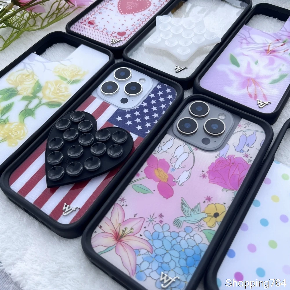 Wildflower Lily and Rose Bluebell Phone Case with American Flag Design
