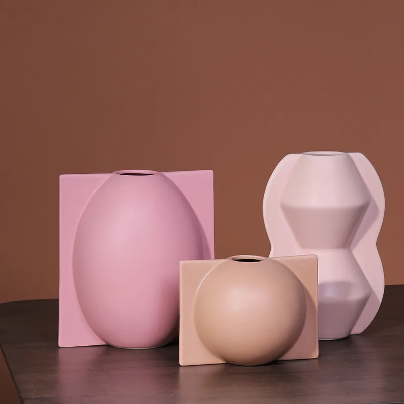 

Nordic Simple Ceramic Vase Ornaments Porcelain Living Room Decorations Modern Flower Containers Interior Artistic Handicraft
