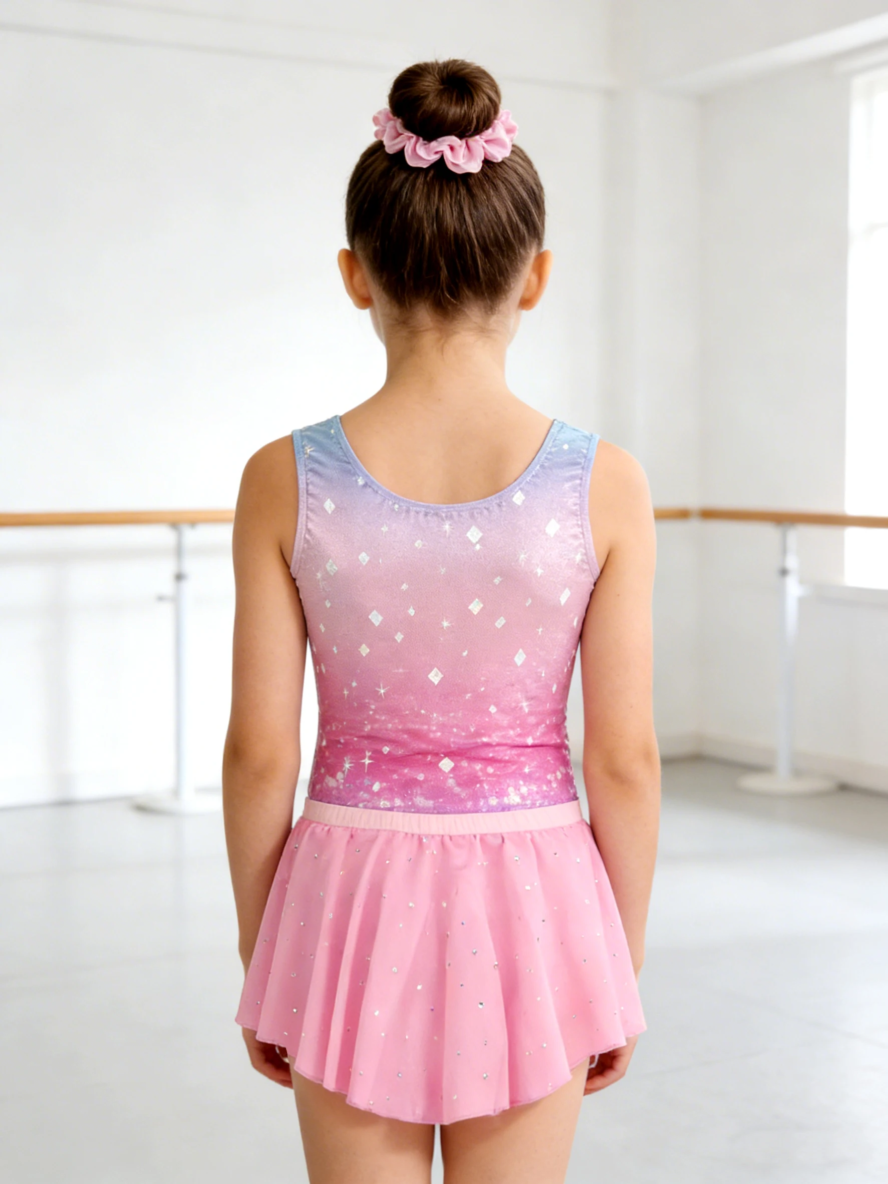 Mädchen Gymnastikanzug Ballett-Tanzkleid Turnanzug mit Abnehmbarem Rock und Aufbewahrungstasche 5-11 Jahre – Detail 2