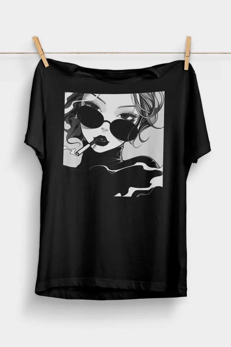 

90s Anime Girl T-Shirt | Pastel Goth | 90s Anime Grunge Aesthetic