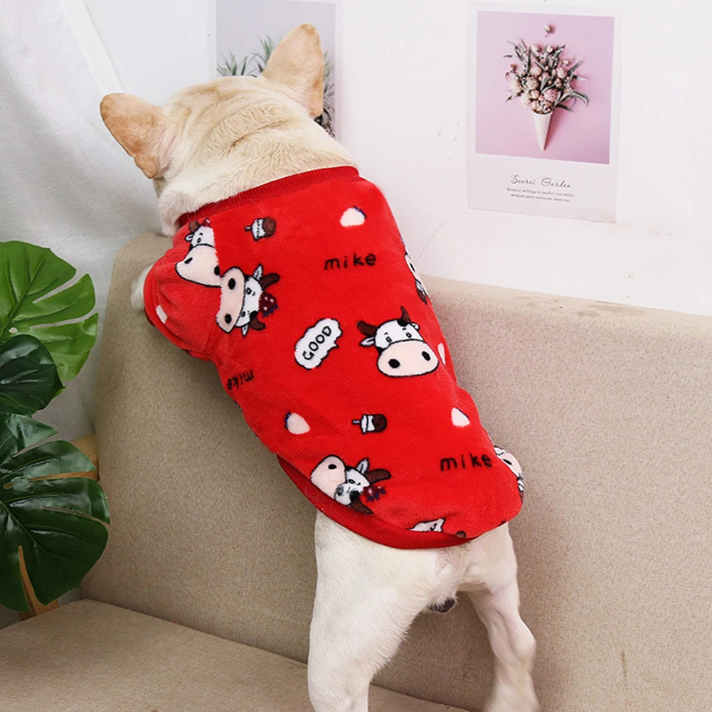 2-16kg French Bulldog Clothes Pajamas Warm Fleece Winter Cat Coat Pet Clothes For Medium and Large Dogs