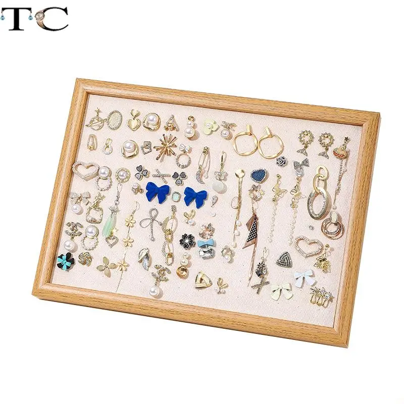 Wood Grain Jewelry Display Storage Tray Ring Earrings Necklace Pendant Bracelet Watch Pearl Brooch Storage Display Board