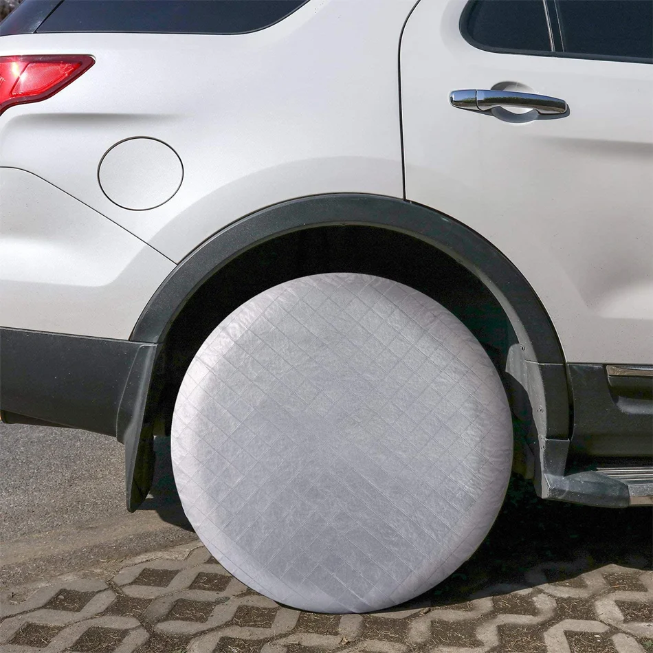 4 Packungen verstellbare 19"-36" silberne Radreifenabdeckungen für Limousine, Wohnmobil, Wohnmobil, SUV, Rad, Oxford, wasserdichter UV-Sonnenschutz – Detail 9