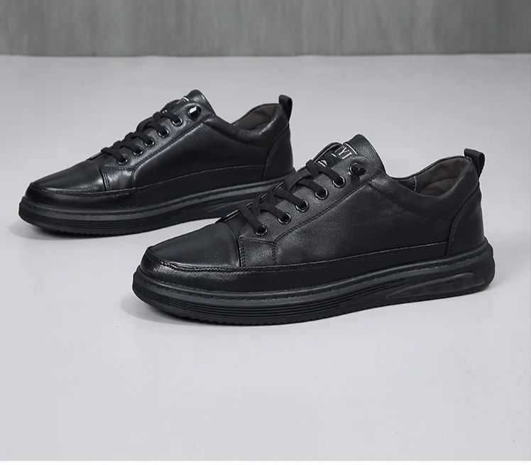 Chaussures en cuir pour hommes, chaussures plates noires, chaussures décontractées et polyvalentes en cuir de vachette de qualité supérieure, nouvelle collection automne_voghion.com