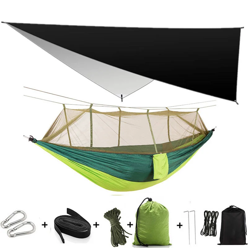 patio furniture Double Bug Net Camping Hammock Ripstop Parachute Nylon  Hammock Outdoor Hammocks Tent with Waterproof Rainfly Tarp Outdoor Furniture Outdoor Furniture